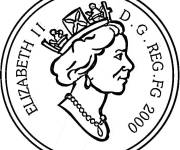 Coloriage Reine Elizabeth II sur la monnaie