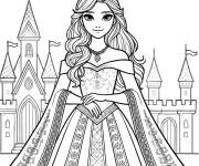 Coloriage Reine Elsa devant son ch&acirc;teau