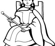 Coloriage Reine en trait noir &agrave; colorier