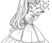 Coloriage Reine envoie des bisous