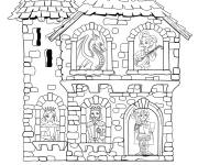 Coloriage Reine et la famille royale dans le ch&acirc;teau 