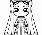 Coloriage Reine kawaii en miniature
