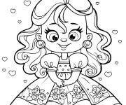 Coloriage Reine mignonne style cartoon