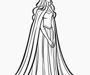 Coloriage Reine portant une tr&eacute;s belle robe