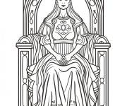 Coloriage Reine sur le tr&ocirc;ne pour adulte