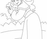 Coloriage Reine tenant une fleur