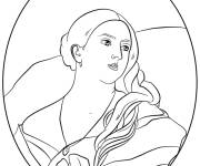 Coloriage Reine Victoria en noir et blanc