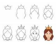 Coloriage T&ecirc;te d'une reine &eacute;tape par &eacute;tape