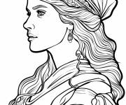 Coloriage Une reine en regardant en ciel