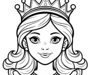 Coloriage Visage d'une petite reine mignonne