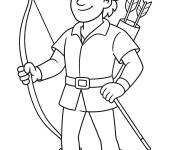 Coloriage Illustration Robin des bois style dessin anim&eacute;