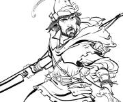 Coloriage L'h&eacute;ros Robin des Bois pendant la bataille