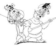 Coloriage Les amis Robin Hood, petit John et Dingo