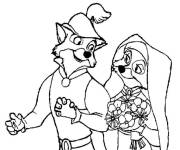 Coloriage Mariage de Robin Hood et Lady Marian