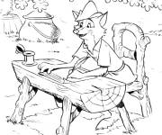 Coloriage Robin de Bois en &eacute;crivant une lettre