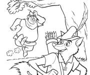 Coloriage Robin des Bois et John dans la foret