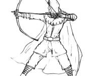 Coloriage et dessins gratuit Robin des bois tirant &agrave; l&rsquo;arc en noir et blanc à imprimer