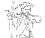 Coloriage Robin des Bois tirant l'arc d&eacute;taill&eacute;