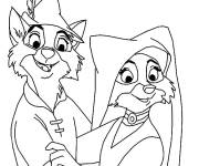 Coloriage Robin Hood et Lady et Marian en c&acirc;lin