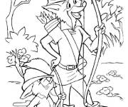 Coloriage Robin Hood et Skippy tenant leurs armes