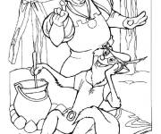 Coloriage Robin Hood pr&eacute;pare le diner