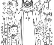 Coloriage Christ Roi avec un enfant