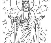 Coloriage Christ roi sur le tr&ocirc;ne