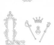 Coloriage Fauteuil royal, couronne, sceptre du roi