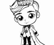 Coloriage Gar&ccedil;on roi kawaii