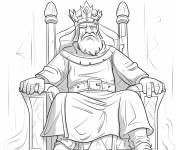 Coloriage Illustration du roi m&eacute;di&eacute;val sur son tr&ocirc;ne
