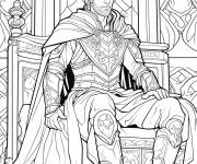Coloriage Le beau roi sur le tr&ocirc;ne
