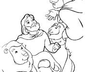 Coloriage Le roi avec des lions