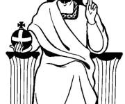 Coloriage Le roi j&eacute;sus sur son tr&ocirc;ne
