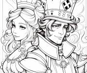 Coloriage Le roi rouge et la reine blanche