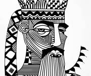 Coloriage Roi abstrait en cases noir et blanc