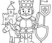 Coloriage Roi avec son cheval devant le ch&acirc;teau