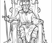 Coloriage Roi m&eacute;di&eacute;val sur son tr&ocirc;ne