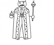 Coloriage Roi portant une couronne, sceptre et pomme