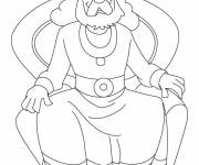 Coloriage Roi sur tr&ocirc;ne en vecteur