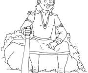 Coloriage et dessins gratuit Roi tenant une &Eacute;p&eacute;e à imprimer