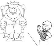 Coloriage Un gar&ccedil;on jouant de la musique pour le roi