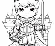 Coloriage Un petit roi adorable avec un &eacute;p&eacute;e