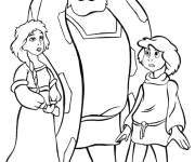 Coloriage Un roi avec ses enfants