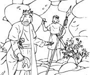 Coloriage Un roi et un paysan devant la cave