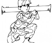 Coloriage et dessins gratuit Soldat Bazooka à imprimer