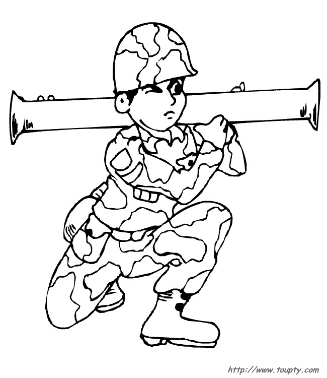 Coloriage Soldat Bazooka dessin gratuit à imprimer