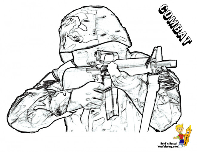 Coloriage et dessins gratuits Soldat en combat à imprimer
