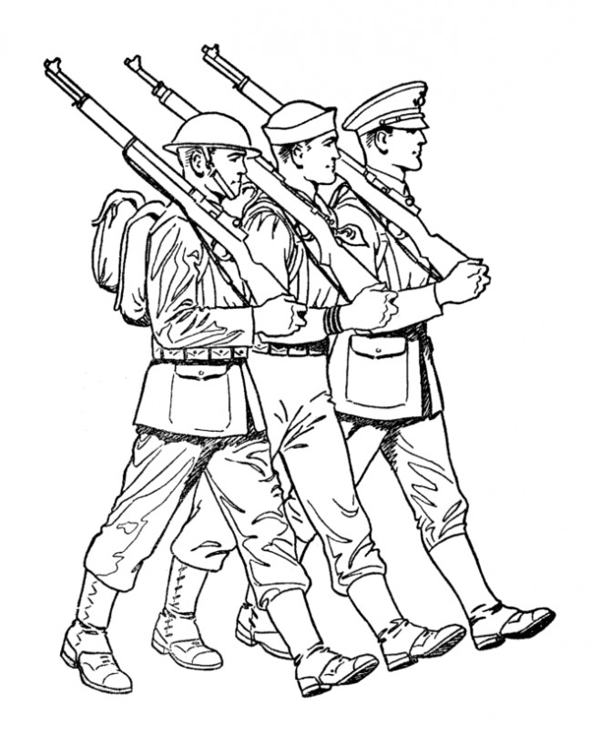 Coloriage et dessins gratuits Soldat marche à imprimer