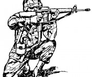 Coloriage Soldat vise son arme