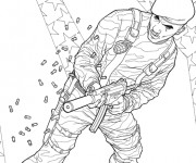 Coloriage Un soldat du film GI -Joe tire sur l'ennemi